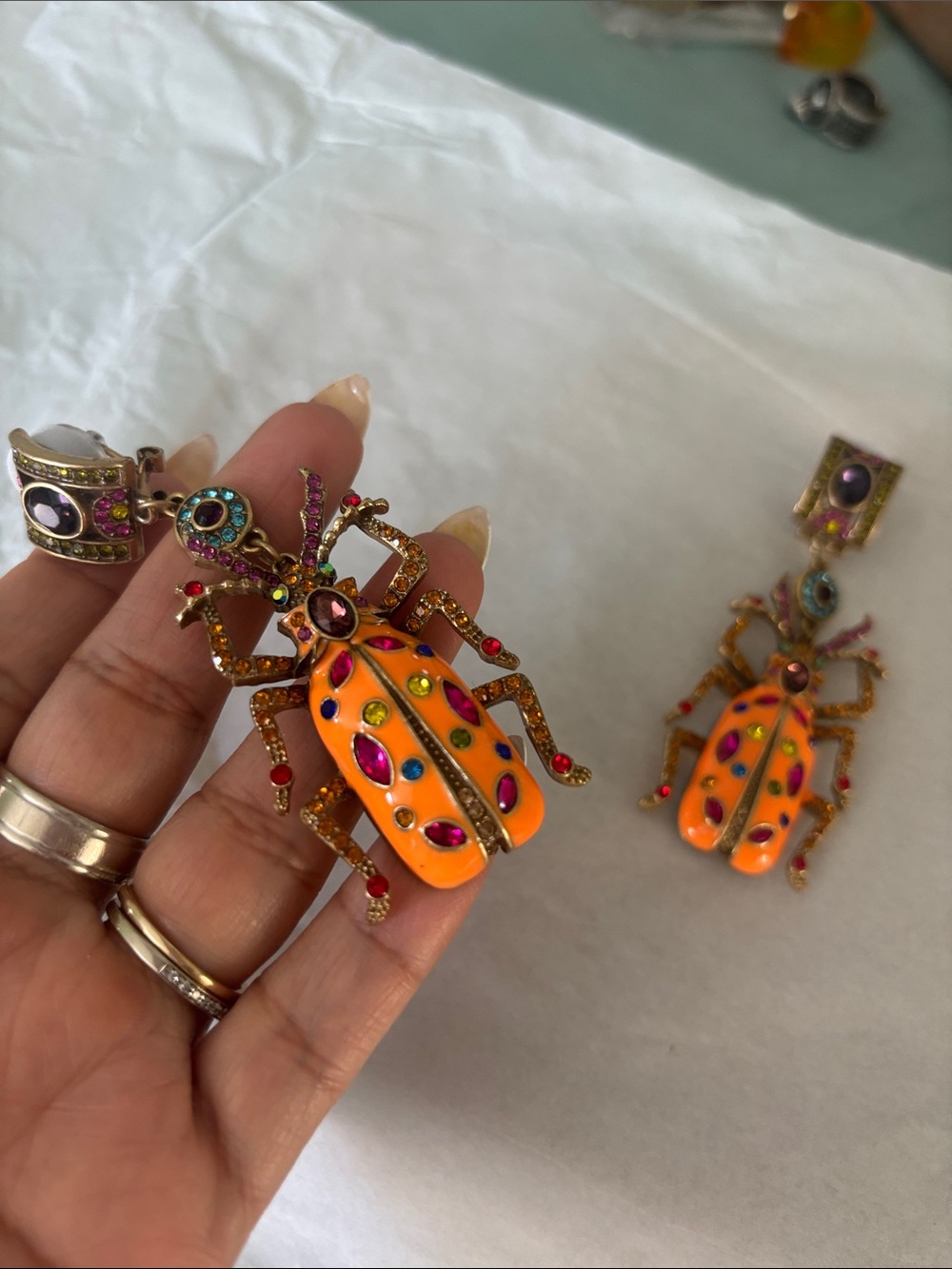 HEIDI DAUS Orange Multi-Stone Beetle Dangle Earrings - Women Jewelry - Picture 5 of 7